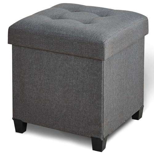 FIMIVIBI 17.7" Ottoman with Storage, Square Storage Ottoman for Dorm,