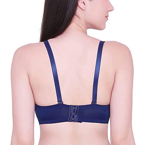 Image of Women's Cotton Lightly Padded Underwire T Shirt Bra Navy-Blue