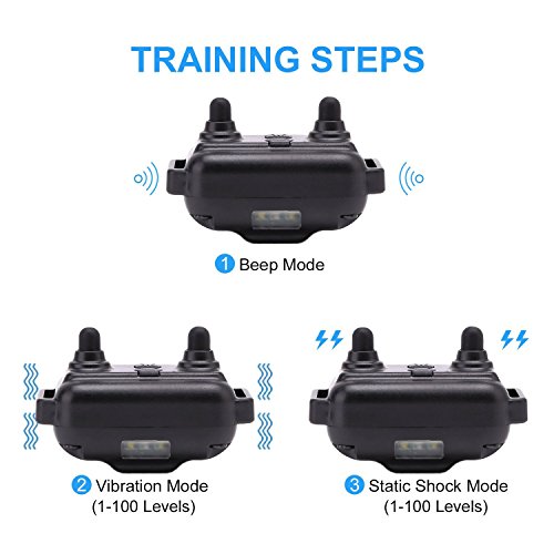 Waterproof Dog Training Collar, Rechargeable Remote Controlled Dog Shock Collar W/100 Levels Of Vibration & Static Shock For Small Medium And Large Dogs #TOP2