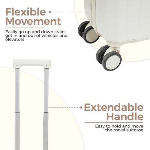 18" Carry On Luggage, Travel Luggage Suitcase with Cup Holder/Usb Interface/Password Lock, Portable Carry On Suitcase with Wheels for Business or Trip,66.14 lbs Large Capacity4