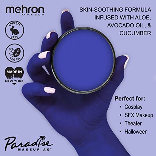 Image of Mehron Makeup Paradise Makeup AQ Pro Size | Stage & Screen Performance, Face & Body Painting, Beauty, Cosplay, and Halloween | Water Activated Face Paint, Body Paint 1.4 oz (40 g) - Dark Blue