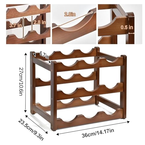 Soporte para 9 botellas de vino de madera sólido miniatura 7