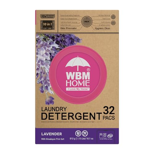 Image of WBM 10-in-1 Laundry Detergent Pods, Fabric Softener with Lavender Extracts, High-Efficiency Laundry Pods with Powerful Stain Lifter Technology - 32 Count Bag