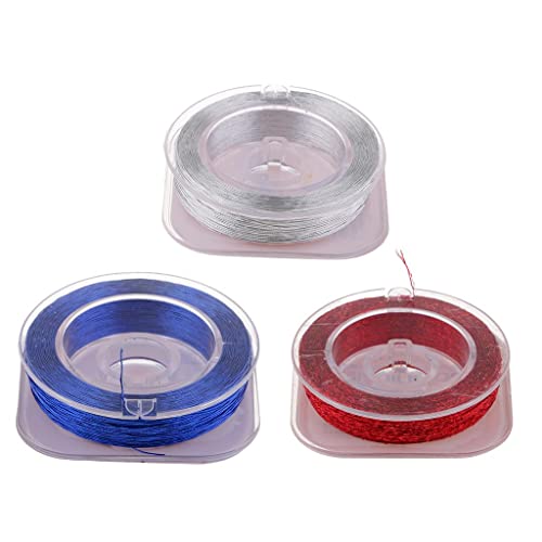 Easnea 3 unids Nylon azotes envolver hilo línea para la caña de pescar guías anillo azul y plata y rojo Cover