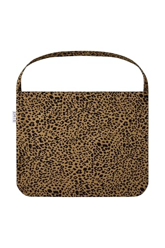 Bolsa tote ecológica ligera unisex casual con estampado de leopardo en pana marrón miniatura 3