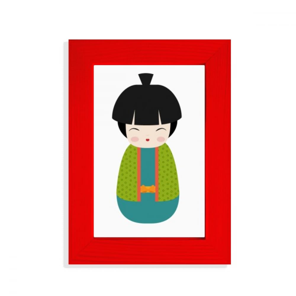 Cadre photo rouge poupée kimono vert pour rompre la monotonie murale