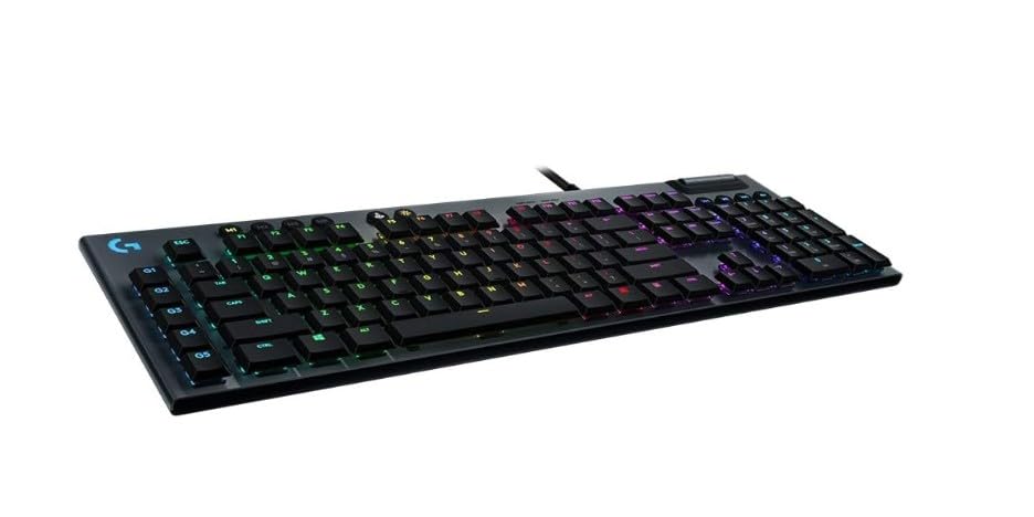 Logitech G815 LIGHTSYNC RGB Teclado Mecánico de Juego con Interruptores RGB Mechanical Low Profile GL Clicky, 5 teclas G programables, USB Passthrough, control de medios dedicado - Clicky, Negro (Renovado)