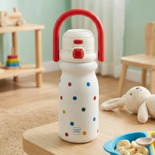Image of Mee Mee Hydro Flow 500ml Leakproof Insulated Water Bottle for Kids | SS316L Stainless Steel | 24H Cold & 12H Warm | Leakproof Straw Sipper | BPA-Free School Bottle with Strap