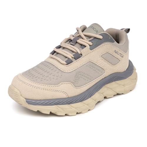 Nautica Kids Boys Athletic Sneakers - Lace-Up Work Shoes with Chunky Cushion Heel for Running & Hiking-Murphy-Bone Grey-13