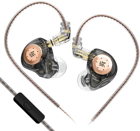 keephifi KZ EDX Pro in-Ear Headphones Wired, HiFi Stereo Stage Wired Earphone,Dual DD IEM Earphones Earbuds with Detachable Cable for Musicians Audiphiles(Black,with Mic)