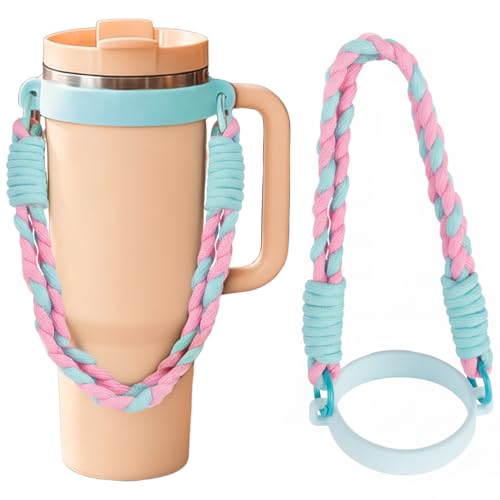 Habbiful Silicone Water Bottle Handle Strap for Gym Travel Hiking Compatible with Stanley 30 & 40oz Cup Accessories for Men Women Gift (D)