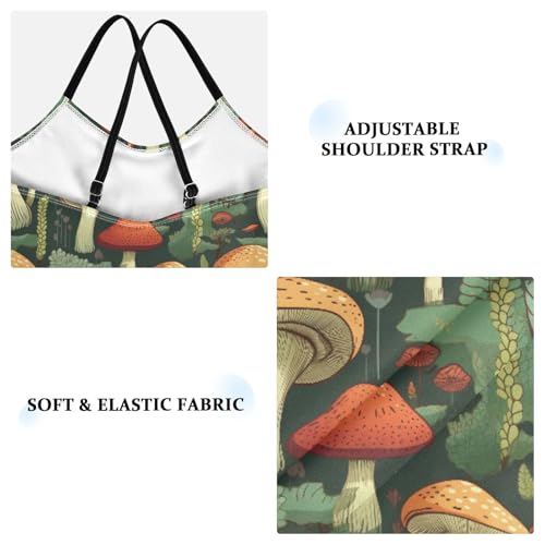 ALAZA Mushrooms Green Leaves Girl’s Swimsuits Bathing Suit One Piece Beach Swimwear3