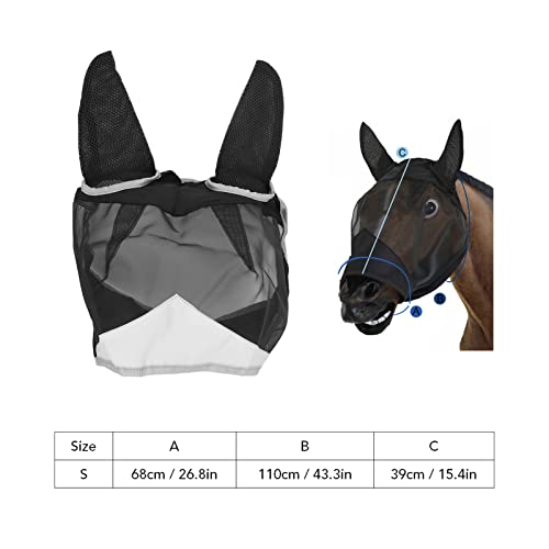 Capa de Rosto de Cavalo, Respirável, Evita Mordidas, Leve, Ajustável, Resistente a UV, Com Nariz Com