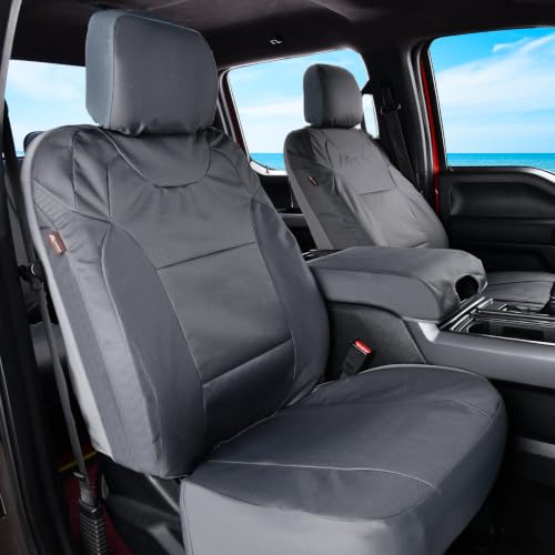 Image of Coverado Oxford Full Set Seat Covers, Waterproof Seat Protector Car Seat Cushions, Custom Fit for 2015-2026 Ford F150 & 2017-2026 Ford F250 F350 F450 Truck Seat Covers, Gray