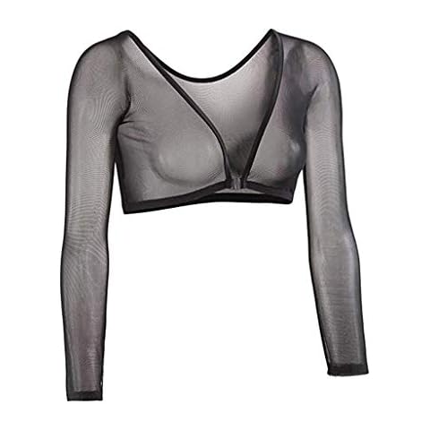 FeiliandaJJ Damen Shapewear Nahtloser Armformer Kurz Lange Ärmel Geschoren Navel Mesh Cardigan Figurformende Unterwäsche Cover