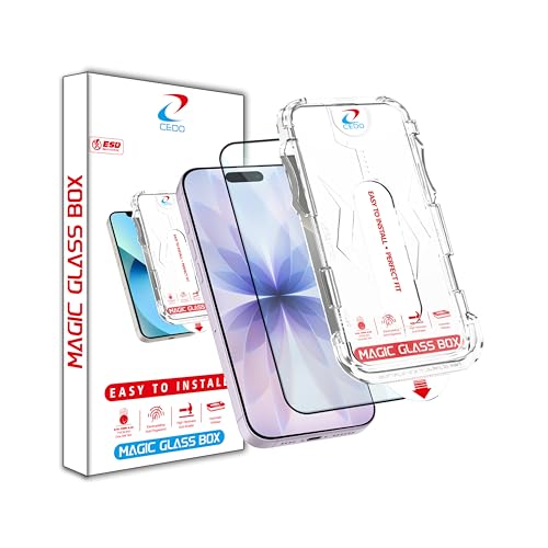 Image of CEDO Magic Box Tempered Glass for iPhone 17 | Dust & Bublle Free Installation Screen Protector with auto Alignment Tool | HD Clear Quality Tempered Glass with Easy Installation Kit (Black)