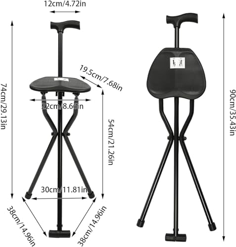 Chaise pliante portable canne tripode pour l'assistance aux handicapés
