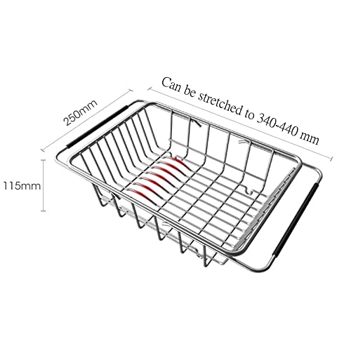 Küchen-Geschirrtrockner Edelstahl Einstellbare Waschbeckenablauf Rack Single Layer Erweiterbarer Trocknungskorb Obstschale Abtropfhalter Küchenutensilien Multifunktionaler Abtropfständer