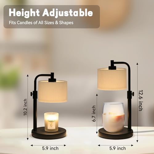 NITOWOLF Candle Warmer Lamp, Candle Lamp Warmer with Timer Adjustable Height Wax Warmer Lamp for Jar Candles, Birthday Gifts for Women Mothers Day Gifts (Black) — view 2