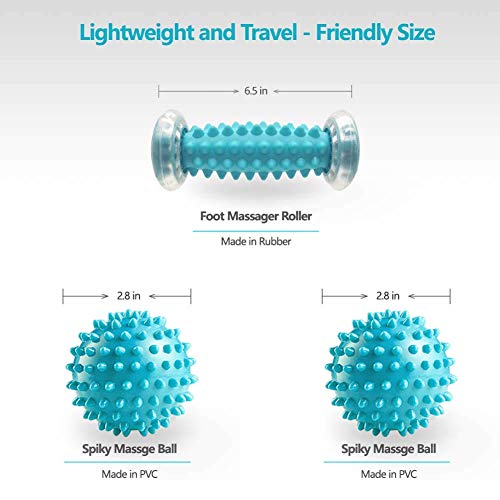 Jazzair Foot Massage Roller And Spiky Massage Ball Set For Plantar Fasciitis Relief, Heel Foot Arch Pain, Trigger Point Therapy, Muscle Recovery, Stress Relief (1 Foot Massage Roller +2 Spiky Balls) #TOP1