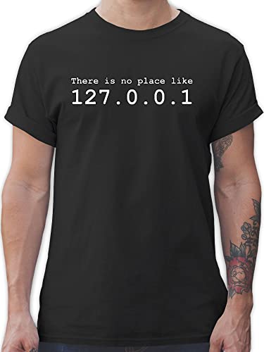 T-Shirt Herren - Programmierer Geschenke - There is no Place Like 127.0.0.1 - XL - Schwarz - Tshirt+