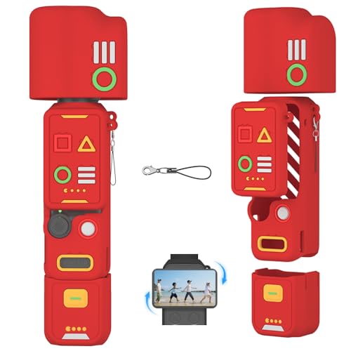 OSMO POCKET 4 �ی�J�o�[ �Z�b�g DJI Osmo Pocket 4 Creator Combo �p �V���R���P�[�X �S���ʂ���ی� �h�o �h�����݌v ���s��ۊǂɍœK (Red)
