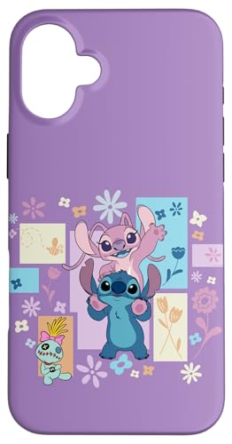 Disney Stitch & Angel Spring Easter Friendly Flower Faces �X�}�z�P�[�X iPhone 16 Plus �p