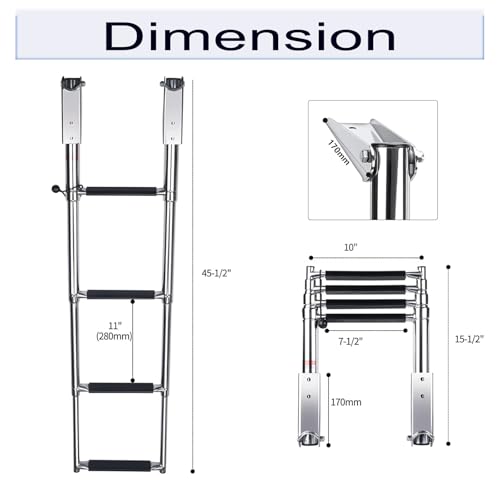 Amarine Made 4 Step Stainless Steel Telescoping Boat Ladder Swim Step by Amarine Made - Image 2