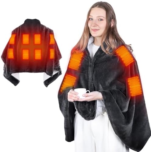 nalax USB Heated Blanket, Faux Fur Wearable Cordless Heated Blanket, Home, Outdoor, Camping - 500GSM Luxury Cozy Fuzzy, 3.9Ft Cable, Machine Washable, 3 Temp Setting