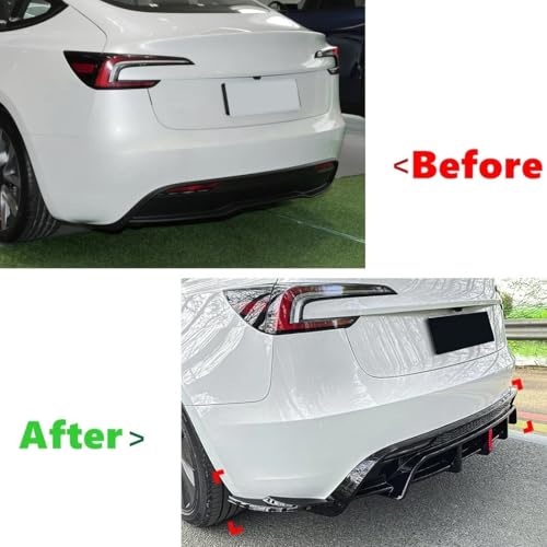 Diffuseur arrière Tesla Model 3 2024-2025 lèvre de pare-chocs aspect carbone