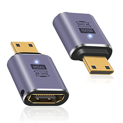 Duttek Mini HDMI HDMI �ϊ��A�_�v�^, 8K HDMI�~�j HDMI�ϊ��A�_�v�^�[ Mini HDMI(�I�X) to HDMI(���X) �����A�_�v�^�����b�L�R�l�N�^ 8K@60Hz, 4K@144Hz, 2K@240Hz HDR�Ή� 2