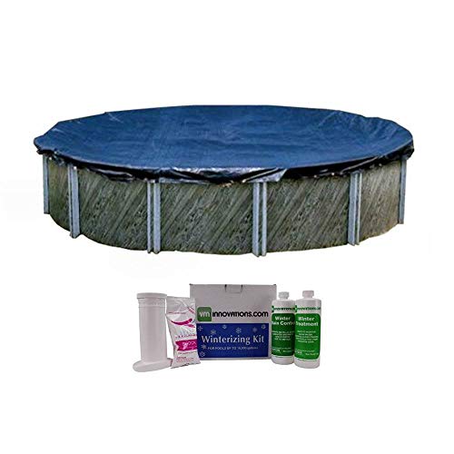 Swimline 28 Foot Round Above Ground Pool Cover with Winterizing Chemical Kit