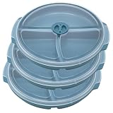Set di 3 piatti da forno a microonde con 3 scomparti e coperchio, senza BPA, riutilizzabili, 25 x 23 x 4 cm, per forno a microonde, congelamento e lavabile in lavastoviglie