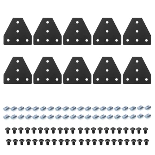 Image of 10pcs 4040 Extrusion T Plate Joining Corner Brackets Connector T Slot Hardware 4040 V Slot Aluminum Extrusion Accessories with T Nuts and Screws for Extruded Aluminum Black