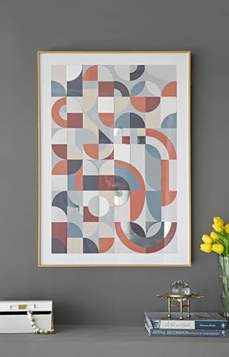 CHARMMA 23.8x33.6 Inch Framed Mirror Wall Art Decor, Mid Century