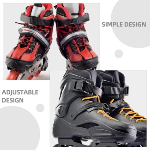 Yardwe Roller Skates Tie, 4Pcs Adjustable Ratchet Buckle Straps Skate Accessories for Inline Skating Ice Hockey and Outdoor Sports, Black - Thumbnail 3