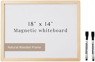 Magnetic 18x14 Dry Erase Board Wooden Frame with Two Magnetic Dry Erase Markers, Modern Free Standing or Wall Mounted Design for Office, Learning at Home or in The Classroom