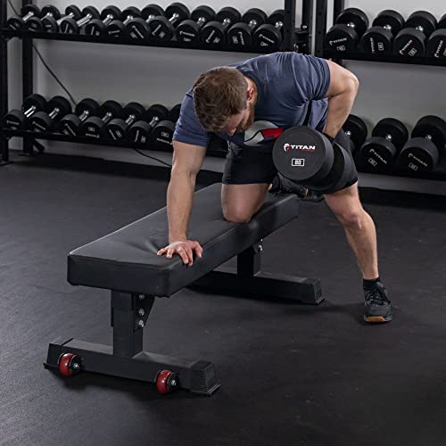 Titan Fitness Hefty Bench, Competition Flat Workout Bench, Rated 1,200 Lb, Weight Training Utility Bench #TOP4