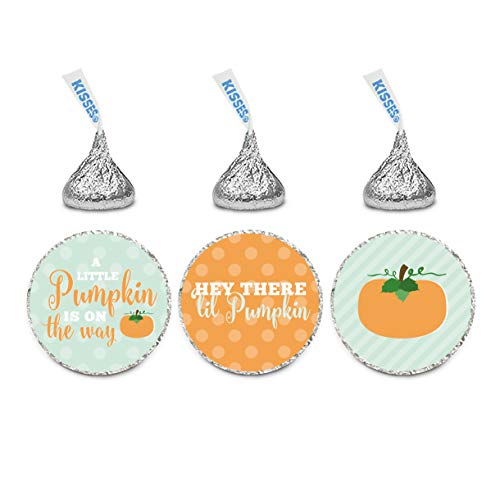 Andaz Press Chocolate Drop Labels Trio, Baby Shower, Autumn Fall Lil Pumpkin', 216-Pack, Fits Kisses Party Favors, Decor, Decorations #TOP30
