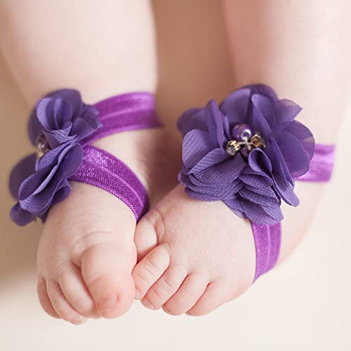 Toptim Baby Girl's Barefoot Sandals Flower for Newborn Toddlers (0-3T)2