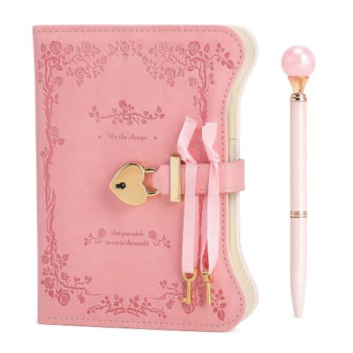 Journal Intime avec Cadenas pour Fille, Carnet Rose en Cuir PU 360 Pages