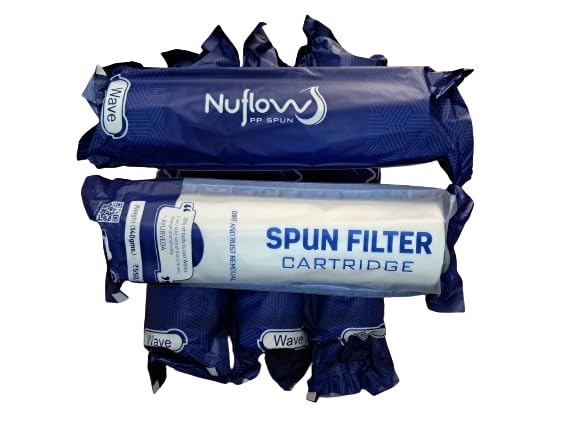 Image of Nuflow Premium Heavy Quality PP Spun Filter, Higher Shelf Life Water Filter Cartridge PRE Filter for Water Purifier (10 INCH,5MICRON Pack of 5)