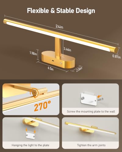 Image of Glendan 24 inch Wireless Picture Lights for Wall, Art Light with Remote & Timer