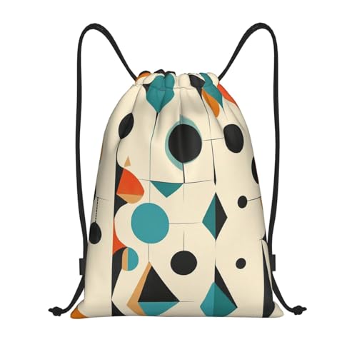 Drawstring Backpack Sports Gym Bags Draw String Bag for Women Men Mid Century Geometric Drawstring Bags Sackpack