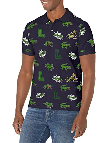 Lacoste Men's Holiday Regular Fit Crocodile Print Polo Shirt, Navy