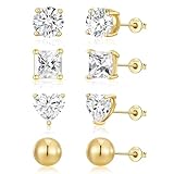 BMMYE Small Gold Studs Earrings for Women Hypoallergenic 14K Gold Stud Earrings for Women Birthday/Christmas/Mother`s Day Gifts