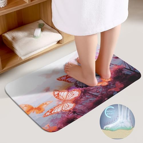 Tapis de sol en velours corail papillon et fleur lot de salle de bain et chambre - 5