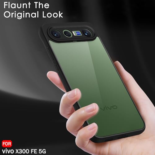 Image of TheGiftKart Hybrid Shockproof Back Cover Case for Vivo X300 FE 5G | Camera Protection Module | Hard Back Cover Case for Vivo X300 FE 5G (PC & TPU, Transparent Clear Back, Black Sides)
