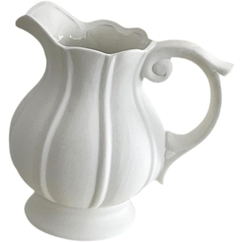 Tubayia Jarrón de flores, florero, jarrón de leche, jarrón decorativo nórdico, jarrón artificial, jarrón blanco para mesa de comedor, cafetería, oficina