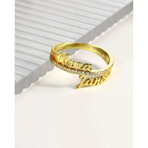 Custom 2 Name Friendship Ring For Women Girls Birthday S925 Sterling Silver Mother Daughter Rings Delicate Gift For Anniversary Engagement Engraved Name Women Ring Wedding Rings #TOP4